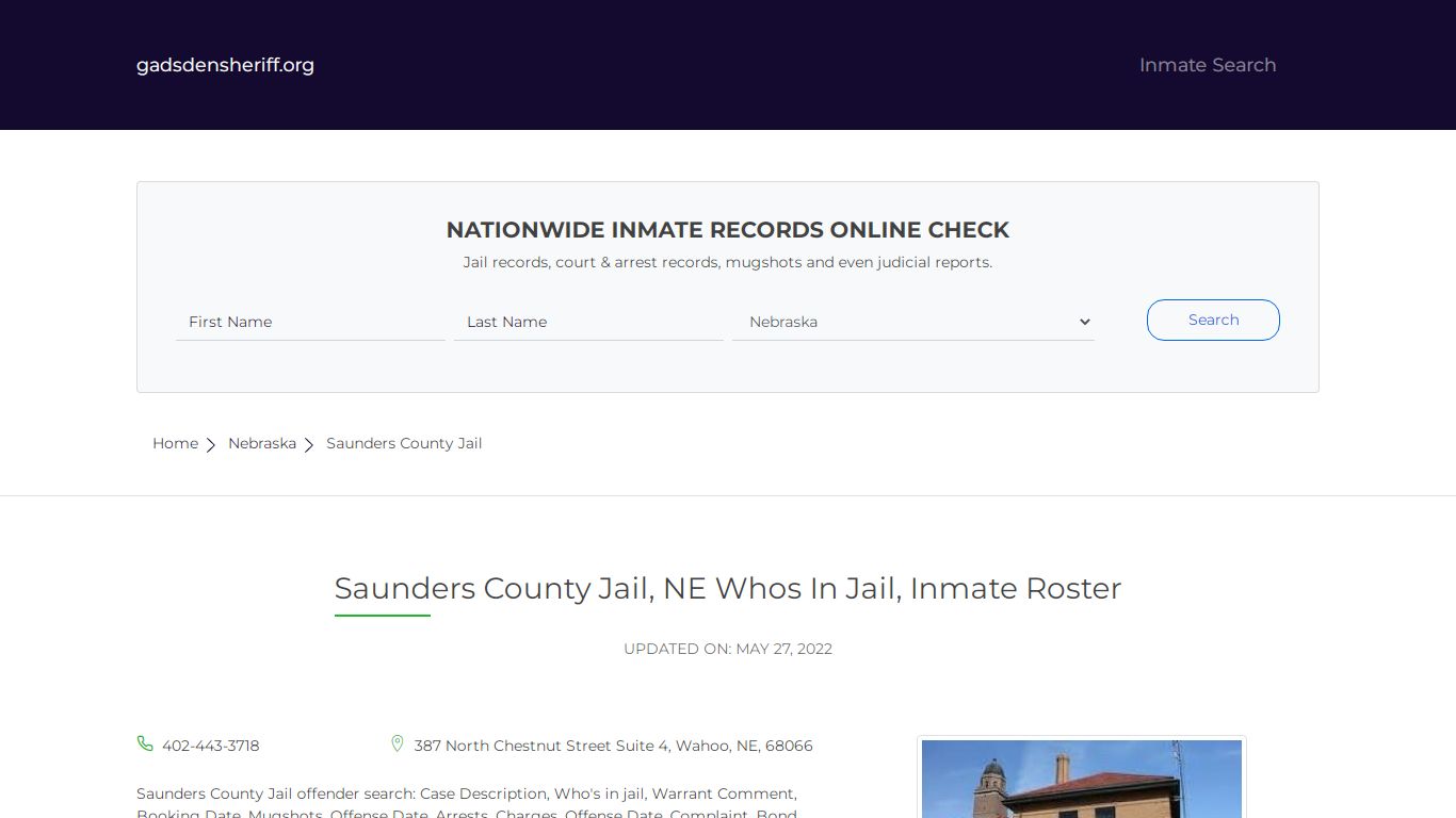 Saunders County Jail, NE Inmate Roster, Whos In Jail